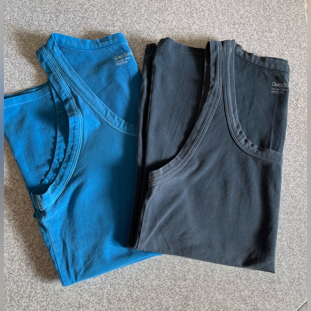 2 Gap Body long Blue and Gray Tank Tops - Picture 2 of 4